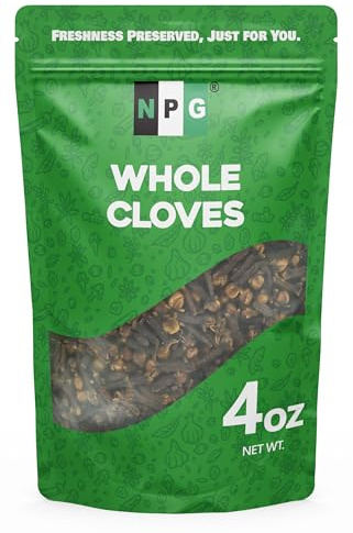 NPG Premium Whole Cloves Buds 4 Ounces, Strong Aroma and Flavor Cloves for Tea, Potpourri, Baking, Pomander balls, Meats, and Pumpkin Spices, Gluten Free, Non GMO, Non Irradiated