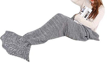 keepmore Meerjungfrau Decke Hand Häkeln Gestrickte Decke Sofa Decke Frauen Mädchen Weiche Warme Meerjungfrau Schwanz Decke Schlafsack