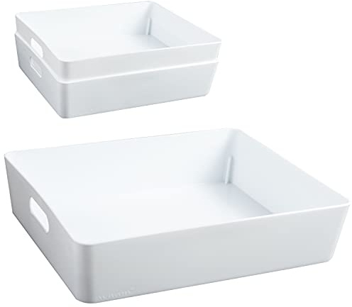 #11 3x Ordnungsboxen 6cm hoch WEIß 25x20x6cm 2,6L DINA5 Kunststoff Bad Korb