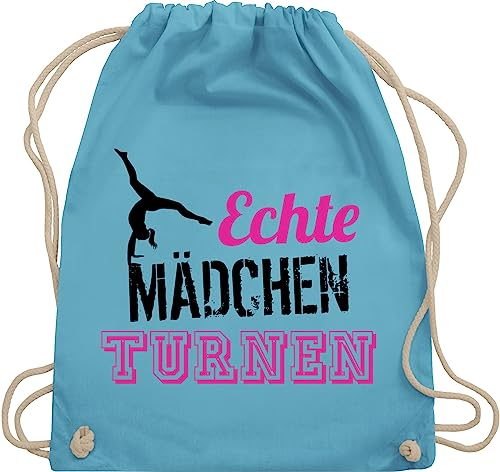 Shirtracer Turnbeutel Rucksack - Kinder Sport Kleidung - Echte Mädchen turnen fuchsia - schwarz - Unisize - Hellblau - gymnastics bag girls kinderturnbeutel 25. geburtstag turn stoffrucksack
