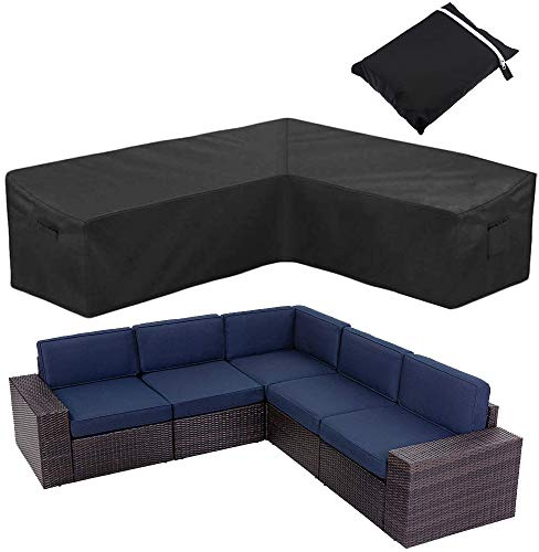 BOSKING Patio Furniture Sectional Couch Cover Waterproof 420D Oxford L Shaped Garden Rattan Corner Sofa Furniture Protector Covers for Outdoor Indoor Veranda