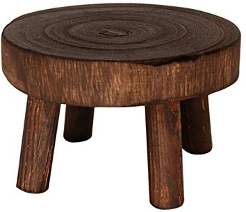 HLTER Mini-Holzhocker, Ständer, runder Blumenhocker aus Holz, Vintage, runde Holzmaserung, Garten, Blumentopfständer, Topfpflanzenregal für Innen- und Außenbereich, Gartendekoration