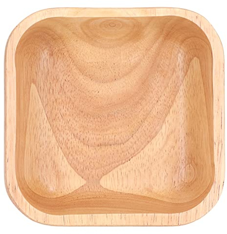 HERCHR Cuenco de servir para frutas o ensaladas, cuenco cuadrado de madera, cuenco de postre para servir de madera Cuencos de madera para sopa Cuenco de galletas de nueces para fiestas(15cm)