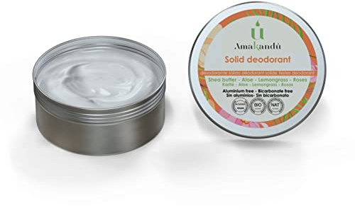 Organic Vegan Solid Deodorant 50 ML - frische Haut Antitranspirant beseitigt Gerüche langanhaltend Kosmetik ohne Aluminium ohne chemische Produkte angenehmes Aroma Zitronengras Rosen -Amakandu