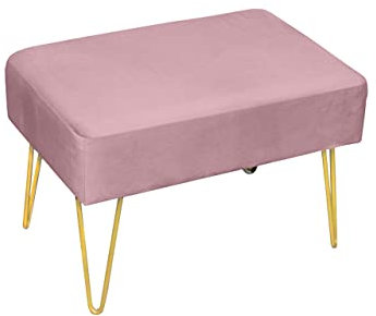 BIANCHERIAWEB Puf de salón o Dormitorio, diseño Moderno, Modelo Aterciopelado, Color Liso, Puff Rosa Antiguo