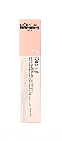 L'Oréal Professionnel DiaLight 7.4 Coloración Rubio Cobrizo Sin Amoniaco, 50ml