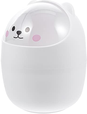 Homoyoyo Cute Cartoon Mini Trash Can with Shake Lid Compact Waste Bin for Desktop Office Bedroom Kitchen Multi-functional Storage for Tidiness