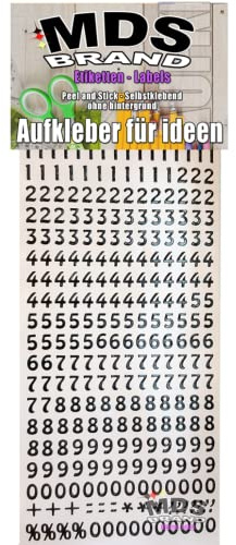 MDS Brand 1 cm numbers for labelling candles for wedding candles, christening candles, communion candles or thank you cards, easy for crafting and designing 50-3 (0-9 black)