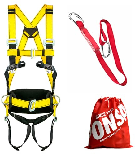 PONSA CPK8S - Absturzsicherung Fallschutz-Set: AUFFANGGURT mit doppeltem Verankerungspunkt und Positionierungsgurt + Falldämpfer + 2 Karabinerhaken 031269001001