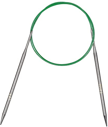 Aeelike Rundstricknadeln Set 5,5 mm, Edelstahl Rundstricknadeln mit Farbiges Stahlseil, 100 cm Metall Rundstricknadel Set, Ergonomische Stricknadeln Rundstricknadel für Socken, Schals, Pullover