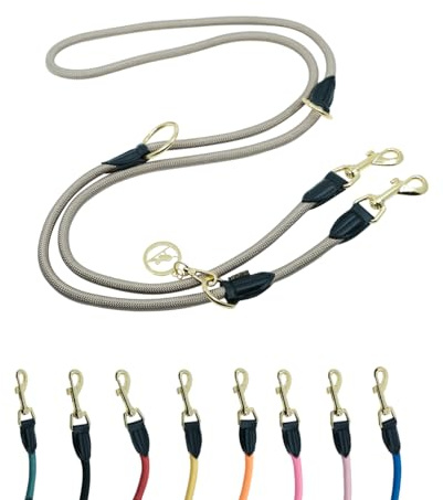 VELVETIER Hundeleine 2 m Desert (Beige), 3-Fach verstellbar, Paracord | Leicht mit nur 200 g, goldener Karabiner, Handschlaufe, als Führleine oder Umhängeleine, für alle Hundegrößen