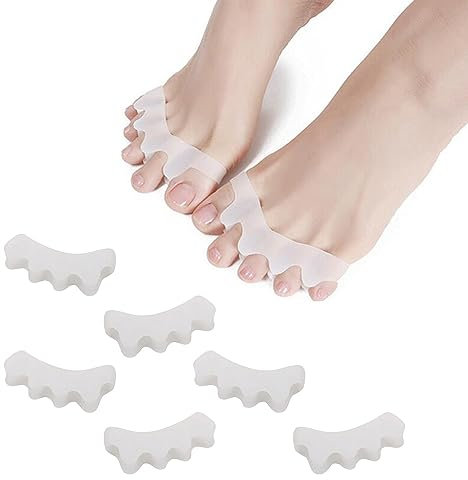 MICPANG Zehenspreizer Silikon Zehenkorrektur für alle Zehen Gel Hallux Valgus Zehentrenner Silikon Zehenschiene Zehen Separator Zehenstrecker für Krallenzehen Überlappende Hammerzehe - Weiß, 3 Paar