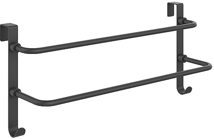 EMKE Porte Serviette Mural de Salle de Bain à 2 étages Pour Radiateur, Noir (1 pièce)