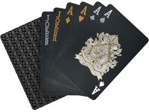 Lahviuu Spielkarten,1 Stück Playing Cards Kartendeck Pokerkarten Schwarze Kunststoff Poker Karten wasserdichte Pokerkarten Card, für Familien Kartenspiel Party,Schwarzes Gitter