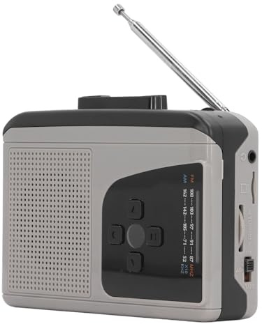 Tragbare Kassettenrekorder, UKW AM Radio Kassettenspieler mit Kassetten zu MP3 Konverter, Batterie USB Stromversorgung