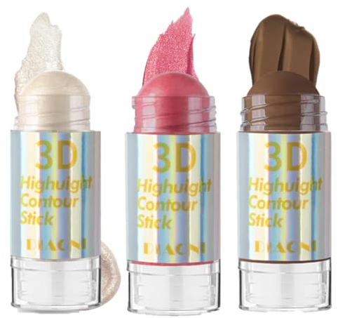 KARLOR Contour Highlighter Blush Stick, 3 PCS Make up Stick, Creme Bronzer Contouring Stick Highlighter Stift Rouge Stift Konturenstift Gesicht Contour stick cremig Blush Stick Gesicht Makeup