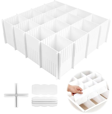 HEDMON Séparateurs pour tiroirs, 10 pièces, 32 x 11 cm, séparateurs pour tiroirs réglables en plastique, avec 30 accessoires de fixation pour bureau, salle de bain, cuisine ou chambre à coucher