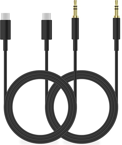 Yuexitech 2 Pack Aux to Usb C Cable for Car, USB C to 3.5mm Jack Audio adapter, Usb C Aux Cable 3.3ft/1m for iPhone 15/15Plus/Pro/Pro Max, Samsung Galaxy S24 S23 S22 S21 Ultra S20 Note 20, Black