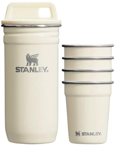 Stanley Adventure - Juego de chupitos de anidación, 4 vasos de viaje, tiradores de acero inoxidable 2 onzas, sin BPA, color crema