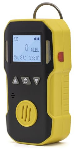 Bosean Combustible gas detector, EX, CH4 Gas Monitor with Audio, Light Flashing, and Vibration Alarm, Rechargeable Gas Tester with Temperature, LED Screen Backlight, and Backclip Dsign