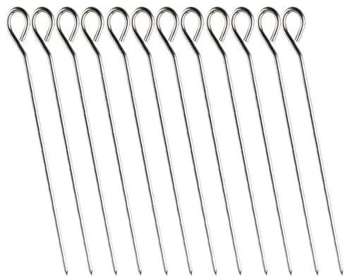 12 pinchos de metal para barbacoa, pinchos de kebab de grado alimenticio, pinchos reutilizables de metal para barbacoa, acero inoxidable, adecuados para carne, alimentos para barbacoa, pinchos