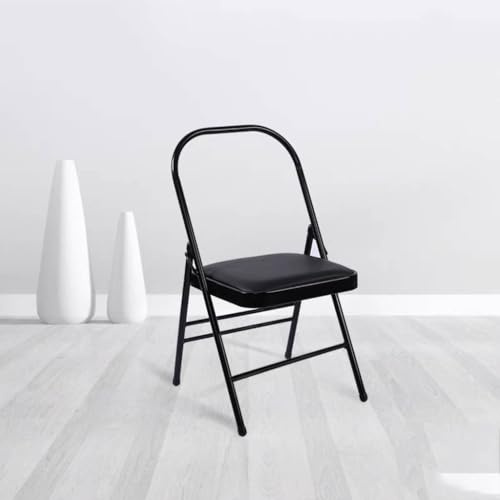Eqvexd Yoga Chair,Backless Yoga Chair Prop,Pilates Chair,Strength Training Inversion Equipment,Yoga Chair Iyengar,Foldable and Portable Folding Stools for Yoga,Black Triple Beam