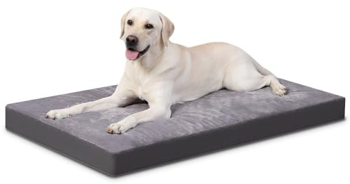 Favodormir Orthopädisches Hundebett Hundekissen Grosse Hunde,Wasserdichter Kunstlederboden,Innen&Outdoor Hundematte Hundekorb Hundematratze,91x68x7cm grau