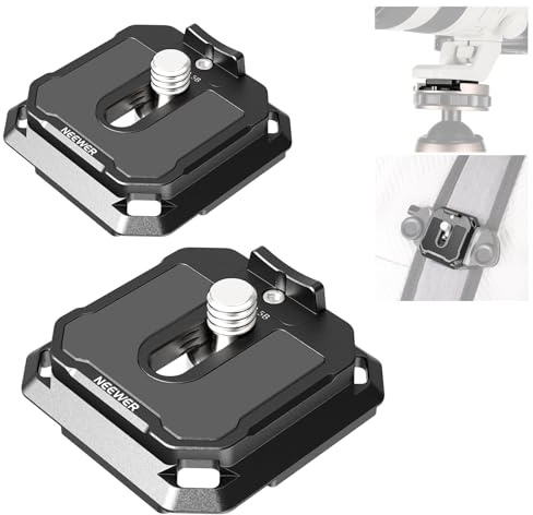 NEEWER 38mm quadratische Schnellwechselplatte 2er Pack Anti Off Arca Typ QR Kamera Montageplatte, kompatibel mit Peak Design Capture V3 Kamera Klammer Schultergurt Stativkopf 8kg Max. Belastung QPR-5B