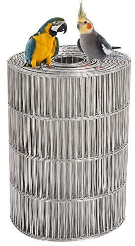 Malla de alambre soldada galvanizada, valla de aviario para valla de jardín, recinto de animales para loros, palomas y conejos con alicates de corte, agujero rectangular de 0.9 x 3.9 pulgadas