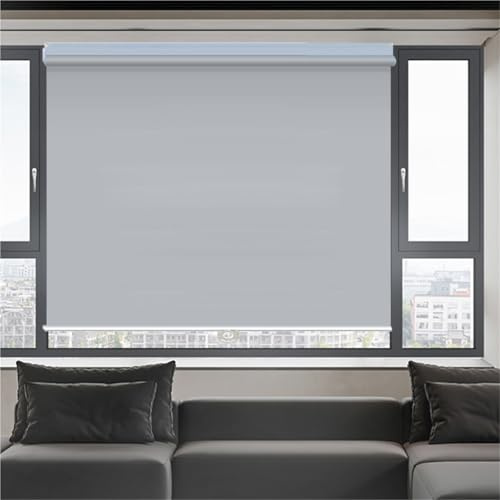 Estor Térmico y Persiana Enrollable Opaca para Ventanas de Dormitorio/Ático - Aislamiento Térmico, Protección UV y Antirreflejos, Material Poliéster con Tipo Resorte de Elevación Automática(Gray,32W x