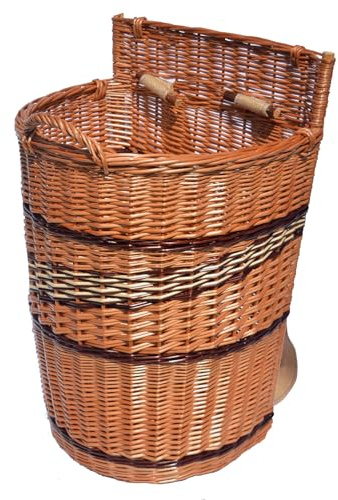 WIKLER Rückentragekorb Kiepe aus Weide mit Gurten, handgeflochten & lackiert, stabiler Erntekorb Holzkorb Gartenkorb Größe L oder XXL, europäische Handarbeit (WIKLER XXL – Maxigröße)