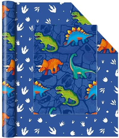 WERNNSAI 1 Rolle Dinosaurier Geschenkpapier 10m x 43cm Wendbar