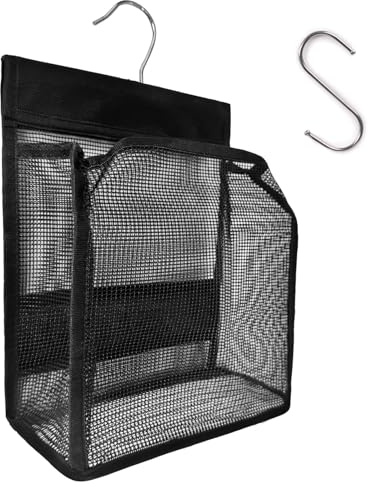 KIAYOO Porta Mollette,Borsa per Mollette da Bucato con Gancio Sacca da Deposito Borsa Appesa Cestino Sacca da Doccia per Lavanderia Bagno Balcone Uso Interno ed Esterno, Nera