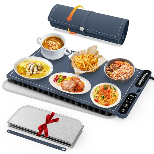 Skycase Elektrische Warmhalteplatte - 360W Warmhalteplatte für Speisen,Buffets,Restaurants,Partys, Glasplatte,64x38cm Elektrische SpeisenwäRmer Hält Speisen Warm, mit Wärmedämmung Pad