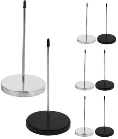 TOYZFRIENDY 8 Piezas Organizador de Recibos con Base Redonda Reforzada Pinchos para Notas y Tickets Soporte Estable para Oficina Restaurante Hotel y Cocina de Negro y Plateado