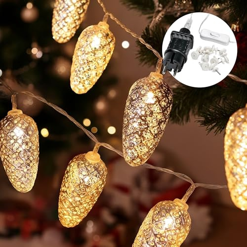 CozyHome Lichterkette Weihnachten Tannenzapfen - 20 LED in Warmweiß & 6 M
