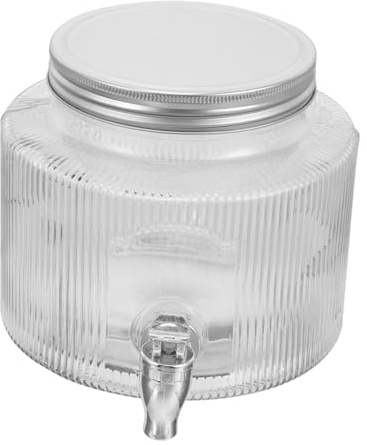 IWOWHERO Dispenser di Vetro per Tè alla Frutta Design Unico e Capacità Ampia con Rubinetto da 2,8l per Bevande Fredde e Cocktail