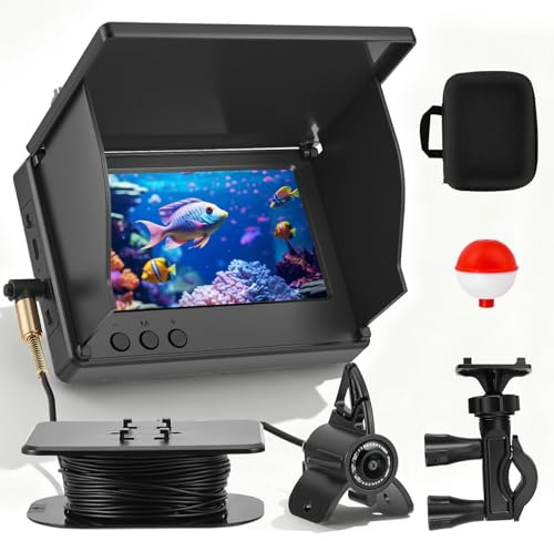 Ecoscandaglio da Pesca, con Telecamera Subacquea, Display IPS 4.3 Pollici, Cavo 30m, Visione Notturna Infrarossi Grandangolo 220°, Impermeabile IP65, per Pesca in Mare, Fiume, Lago e su Ghiaccio