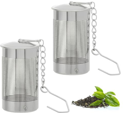 PHYNDR 2 Piezas Infusor De Té De Acero Inoxidable Con Cadena, Filtro Para Infusiones, Para Tazas Y Teteras, Reutilizable, Lavable En Lavavajillas, Sin PláStico