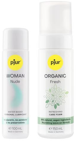 pjur Frische Set - WOMAN Nude wasserbasiertes Gleitgel ohne Zusätze (100ml) + ORGANIC Fresh Intimpflege Reinigungsschaum (150ml)