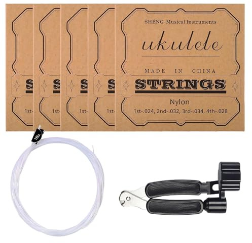 Sopran-Ukulelen-Saiten, 5 Sets, Nylon, langlebig, Universal-Saiten, Nylon-Ukulelen-Zubehör, für Gitarristen, Gitarrenbauer, Reisen, Schule, Outdoor, Urlaub, Party
