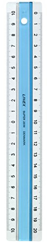 Linex Super Serie Lineal 20 cm Kunststoff blau, Anti-Rutsch-Effekt, mm-Skala gegenläufig