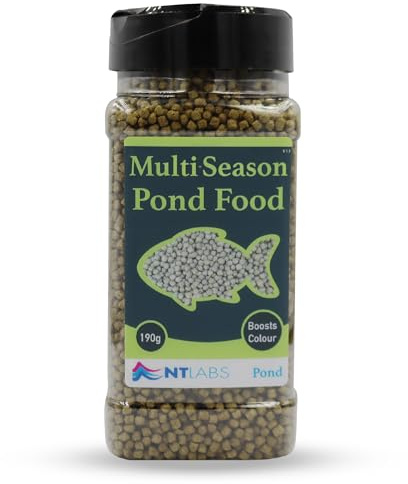 NT Labs Multi-Season Pond Fish Food 3mm Floating Pellets (190g) | Mid-protein feed provides a complete diet. Formulated using ingredients easily digested and metabolised to lower waste.