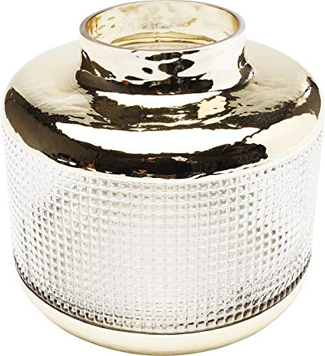 Kare Design LA Noble Vase, Gold, Klein, Rund Geformt, Blumenvase für Wohnzimmer und Esszimmer, Glas, 19x19.5x19.5cm (H/B/T)