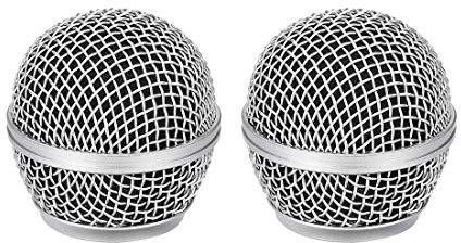 sourcing map 2pcs Microphone Mesh Grill Metal Windscreen with Black Interior Foam Filter