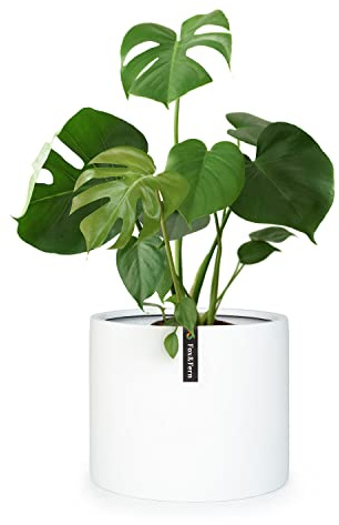Fox&Fern Übertopf XXL - Blumentopf Gross inkl Wasserabfluss - Blumentopf hoch 42cm - Übertöpfe für Zimmerpflanzen - Blumentopf 46cm Durchmesser - Pflanzentöpfe groß - Plant Pot - Blumentopf mattweiß