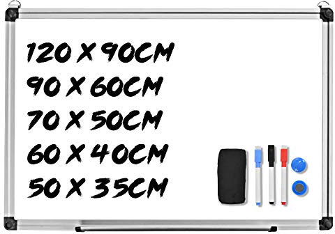 RELAX4LIFE Whiteboard, Magnettafel mit 2 magnetische Partikeln & Tafellöscher & 3 Stifte, Schreibtafel für Büro & Studierzimmer & Zuhause, Wandtafel Stifthalter mit & Aluminiumrahmen (60 * 40CM)