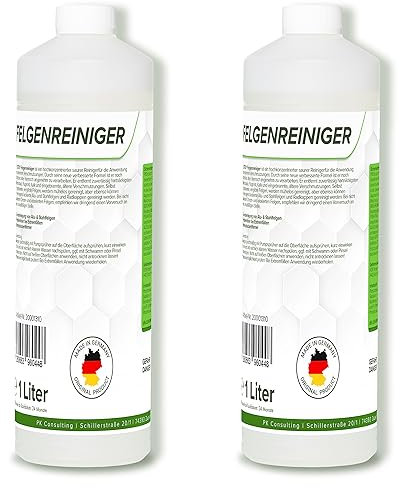 FLOTEX Felgenreiniger für Auto & Motorrad 2x1L | Saurer Felgen Reiniger effektiv gegen Bremsstaub, Flugrost & hartnäckige Verschmutzungen | Felgenreiniger Alufelgen & Stahlfelgen | Made in Germany