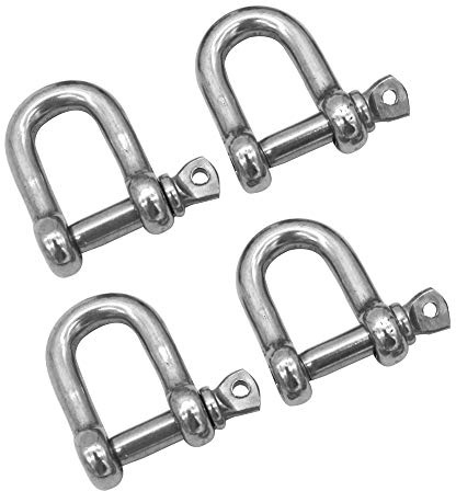 POFET 4 Stück M12 316 Edelstahl D-Ring-Schäkelschloss, Bügelkette, Schnalle, Hebebügel, für robuste Konstruktion, Schiffsfäkel, Fahrzeugbergung, Transportieren