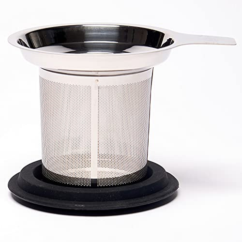 August Uncommon Tea Infuser – 18/8 Stainless Steel Mesh Tea Strainer w/Silicone Lid – Extra Fine Loose Leaf Tea Filter – Fits Most Mugs and Teapots – Tea Gifts for Women (L 4.25 x W 4.125 x H 3.5)